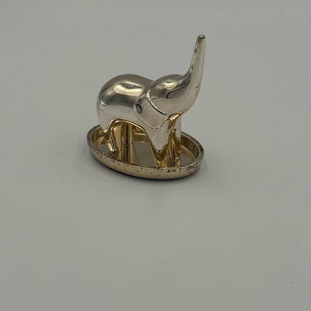 Elephant Ring Jewelry Holder Silver Plated